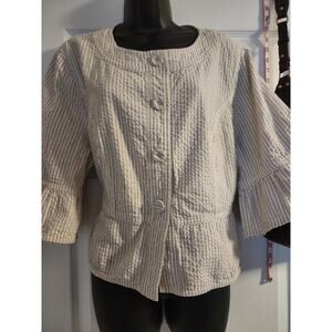 Sandro Sportswear Womens Jacket Plus 1X Blazer Stripe Swing Cotton Office Work